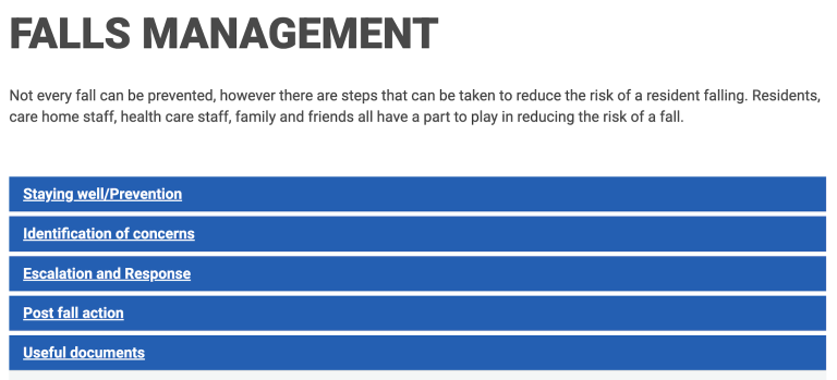 Falls Management in Care Homes – GP Gateway