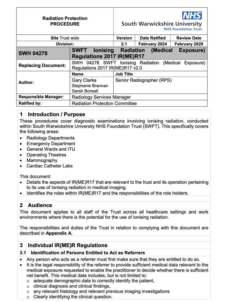 Radiology Referral Guidelines IR(ME)R for GPs (SWFT Warwick Hospital SW ...